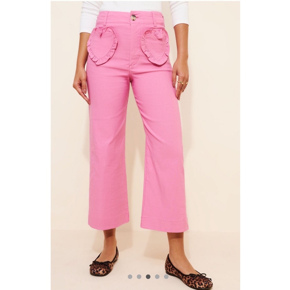 Anthropologie x Maeve The Colette Heart Pocket Crop Wide-Leg Pants High Rise